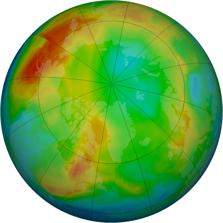 Arctic ozone map for 09 January 2001